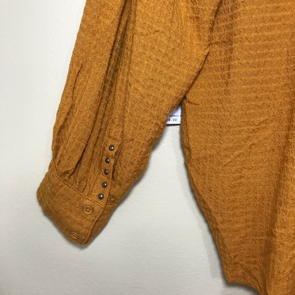 NEW Free People Tunic Blouson Wrap Oversized Button Up Top Gold Long Sleeve Sz S - Picture 14 of 16
